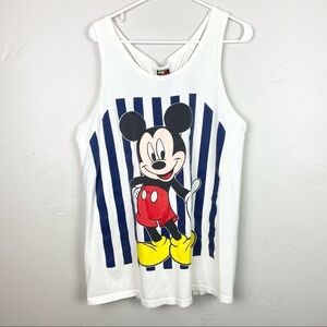 Vintage Disney | White Racerback Tank Top with Mickey Mouse Graphic